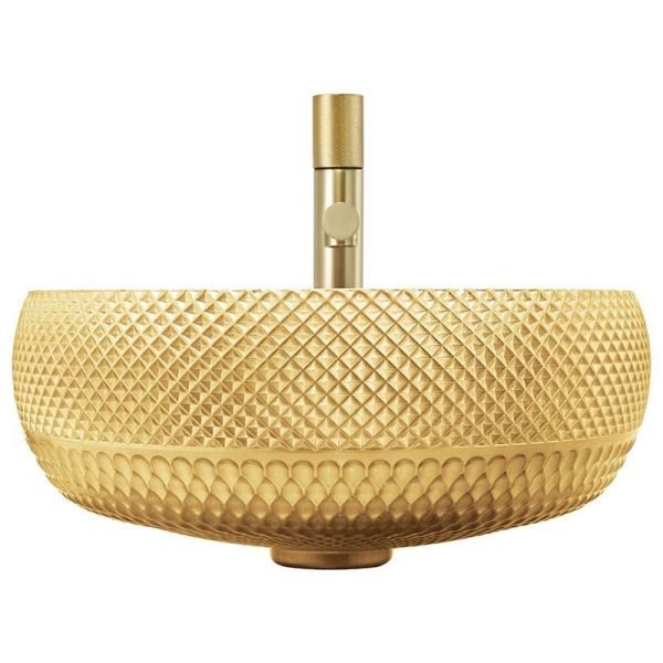 Electroplated coating Glass Vessel Basins Crystal Bath Wash Sinks In 18K Gold