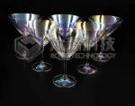 PVD glass goblets transparent silver, transparent gold, transparent rainbow