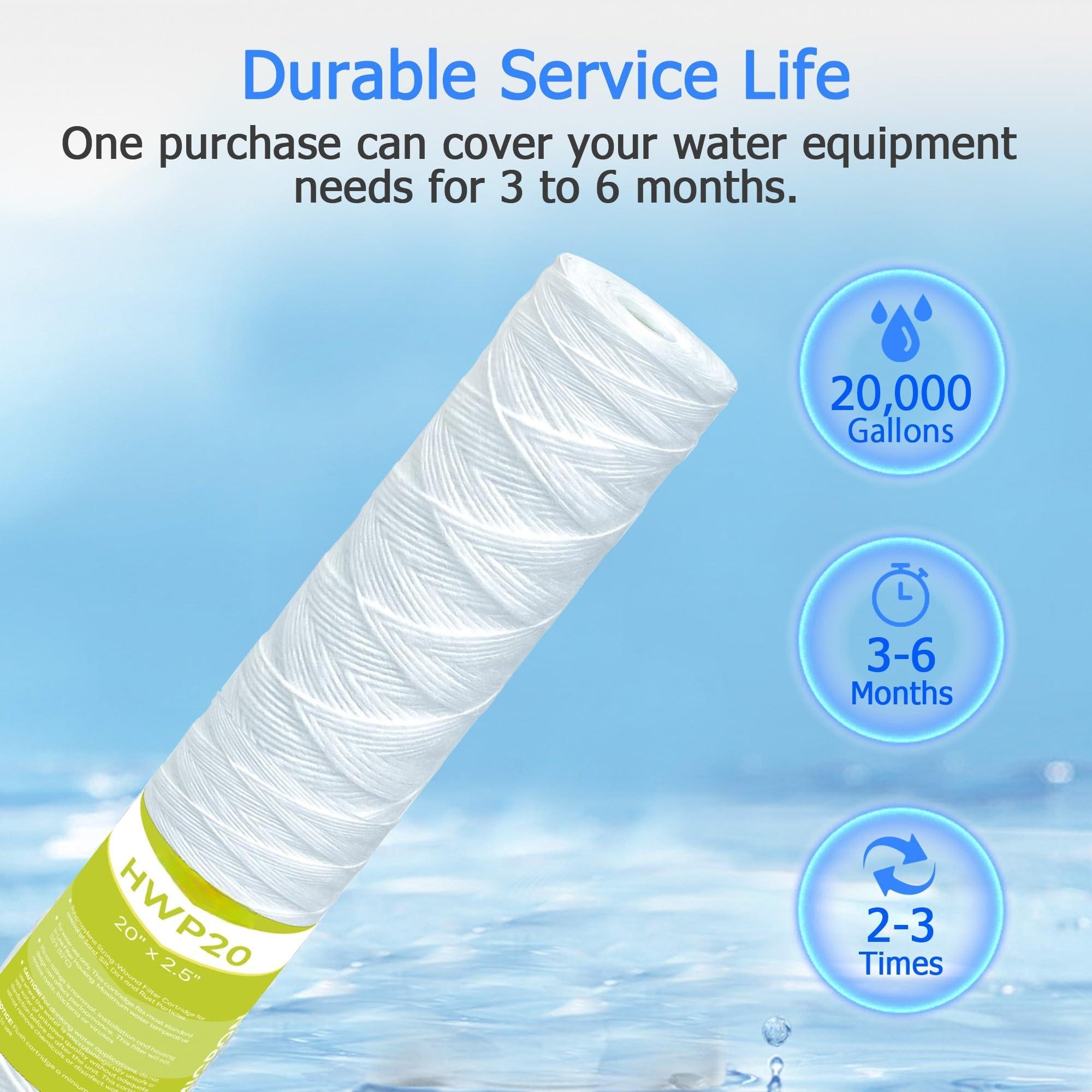 Advert Membrane Solutions 10 Micron 10"x2.5" String Wound Whole House Water Filter Replacement Cartridge