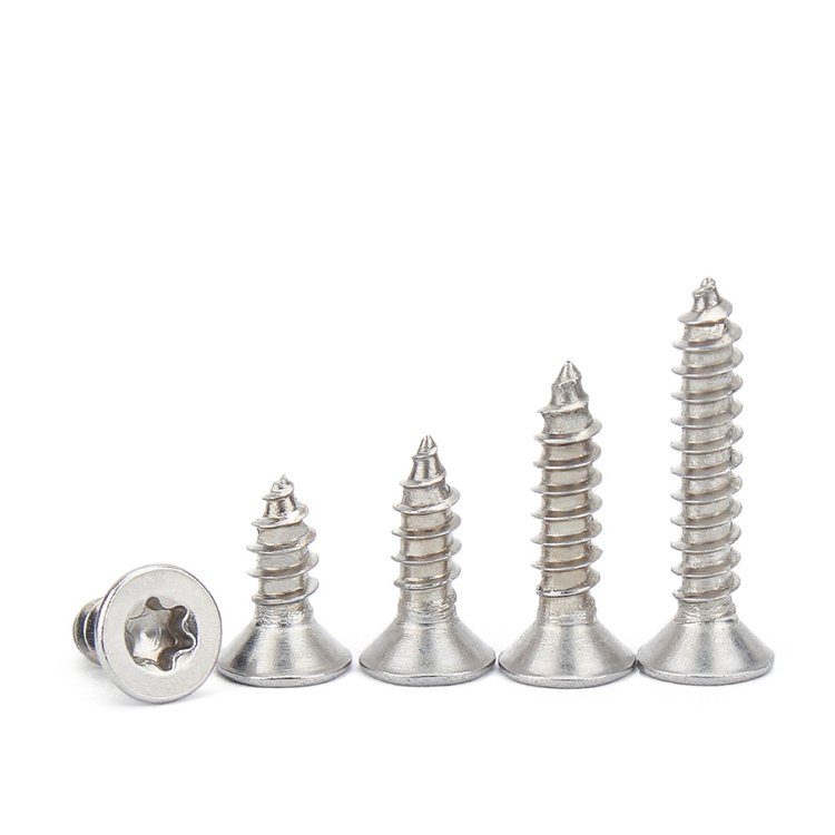 3.5-6.3mm Diameter Torx Flat Head Self Tapping Screws with ISO9001 2015 Certification