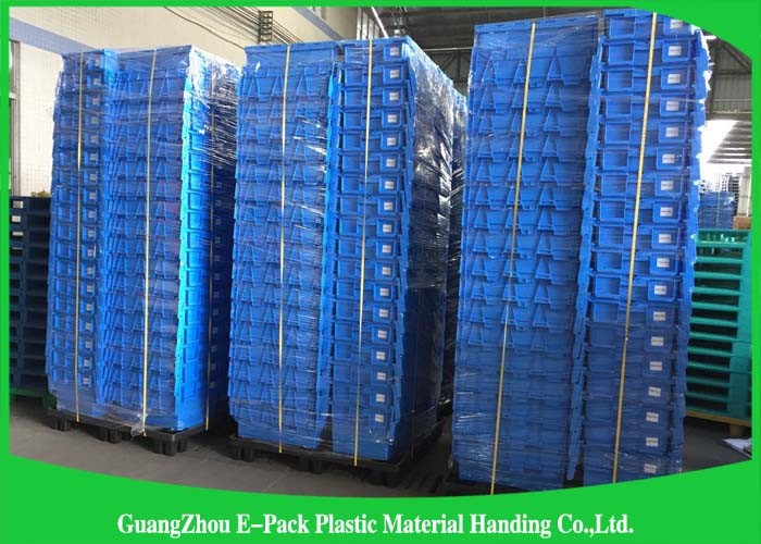 Packaging Distribution Totes With Hinged Lid , Logistic Big Plastic Containers