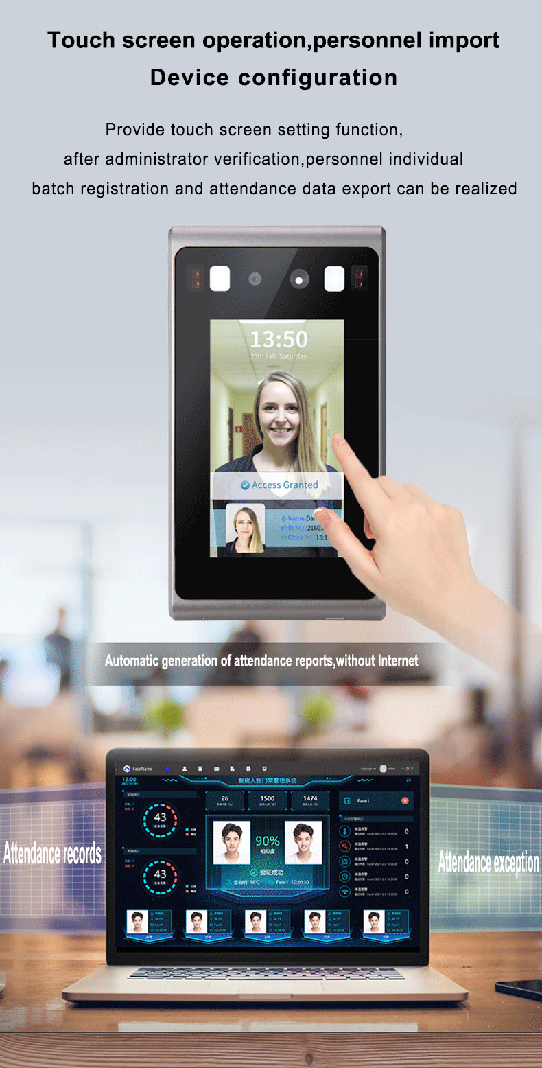 4.3 Inch Biometric Face Scanner Attendance System Linux Smart Door Access Control