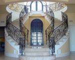Curved Cast Iron Stair Railing Ornamental Wrought Iron Component Black