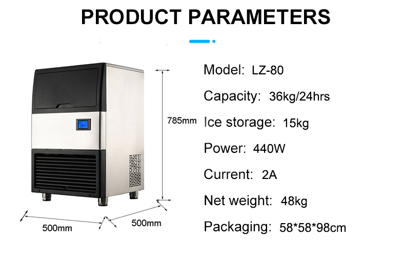 Cylindrical Ice 36kg 24Hours LZ-80 Commercial Shape Ice Maker Cylinder Bingsu Machine