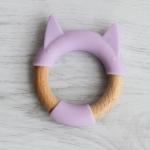 Purple Silicone Beech Wood BPS BPA Free Funny Teething Toys