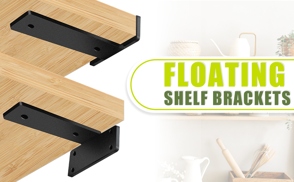 Black Powder Coated Shelf Stand Heavy Duty Floating Shelf Bracket for Kitchen Shelf