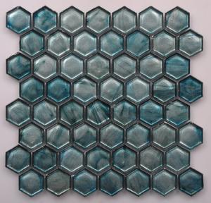 Quality H4464L01 Hexagonal Shape Iridescent Glass Mosaic wholesale