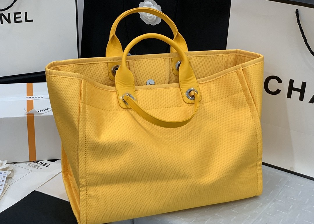Yellow Beach Denim Luxury Canvas Bag For Travel Shopping