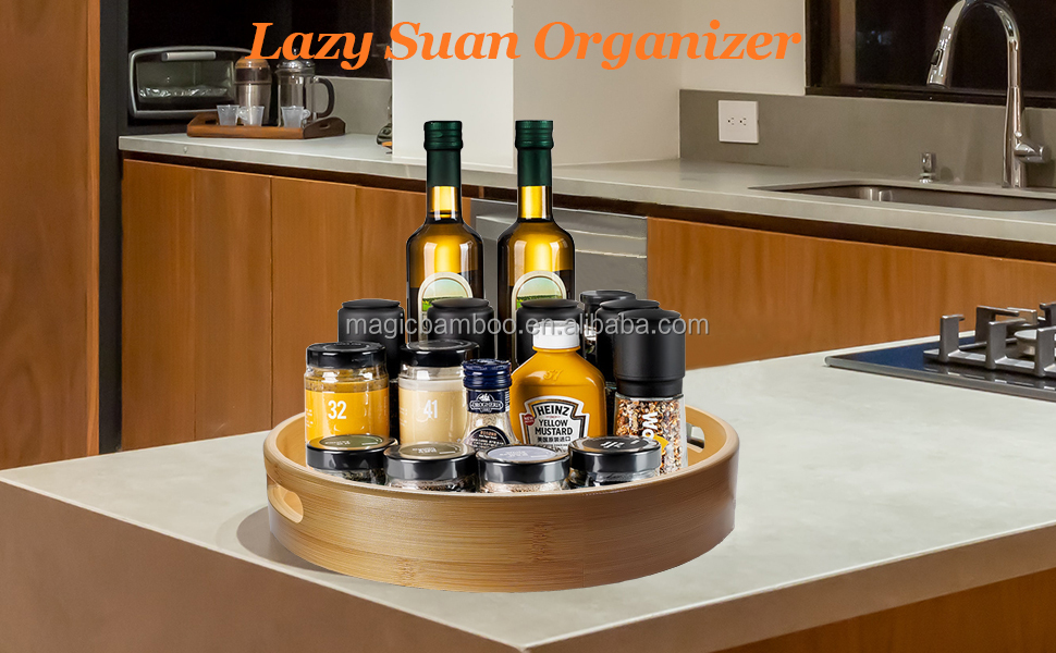10 Inch Bamboo Lazy Susan Turntable for Kitchen Counter Top Functional and Design