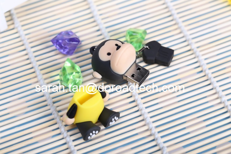 Original A Grade Chipset Customized Cute Monkey PVC Cartoon USB Flash Drives