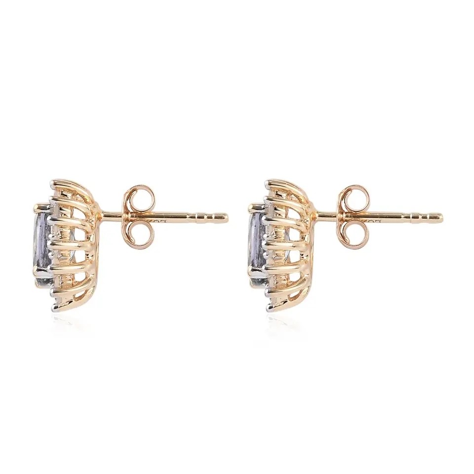 Solid 925 Sterling Silver Created Tanzanite CZ Christmas Jewelry Stud Earrings For Women