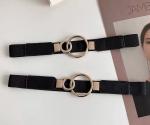 Women'S Fashion Elastane Skinny Belts Rose Gold Clamp Round Shape Buckle