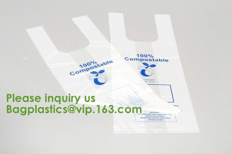 Biobased Compostable Vest T-shirt Handle Bags,Shopping, Shopper, Singlet, Vest Carrier, Tie handle, Top tie, NIce Day