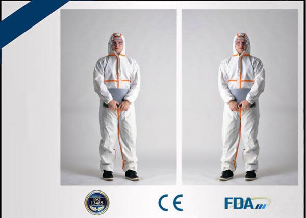 Latex Free Disposable Coverall Suit Fluid Resistant For Clinic / Medical