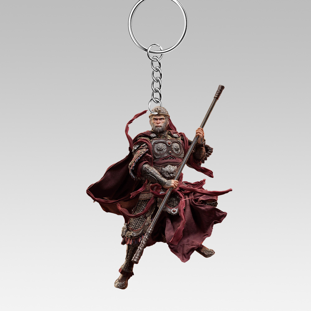 Black Color Wukong Flat Keychain 2D Acrylic Pendant for Backpack Car Key Laptop Decor