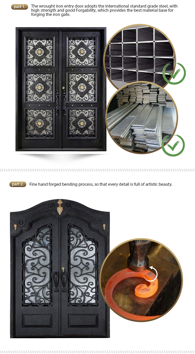 Luxury Main Wrought Iron Security Door , Exterior Metal Entrance Door