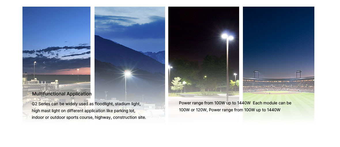 1440W LED High Mast Light Multifunctional Pickleball Court Lighting Sports