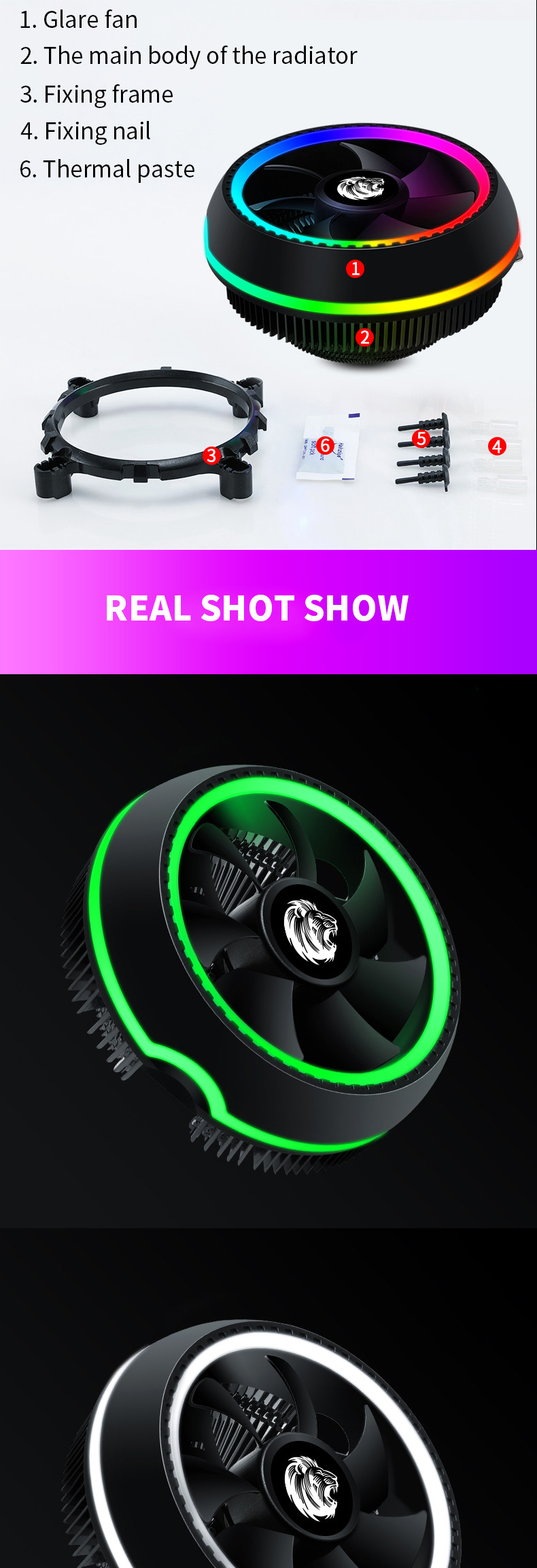 Taifast CPU Cooler Fans Air UFO Colorful 2900rpm 12v Computer Cooling Fan RGB