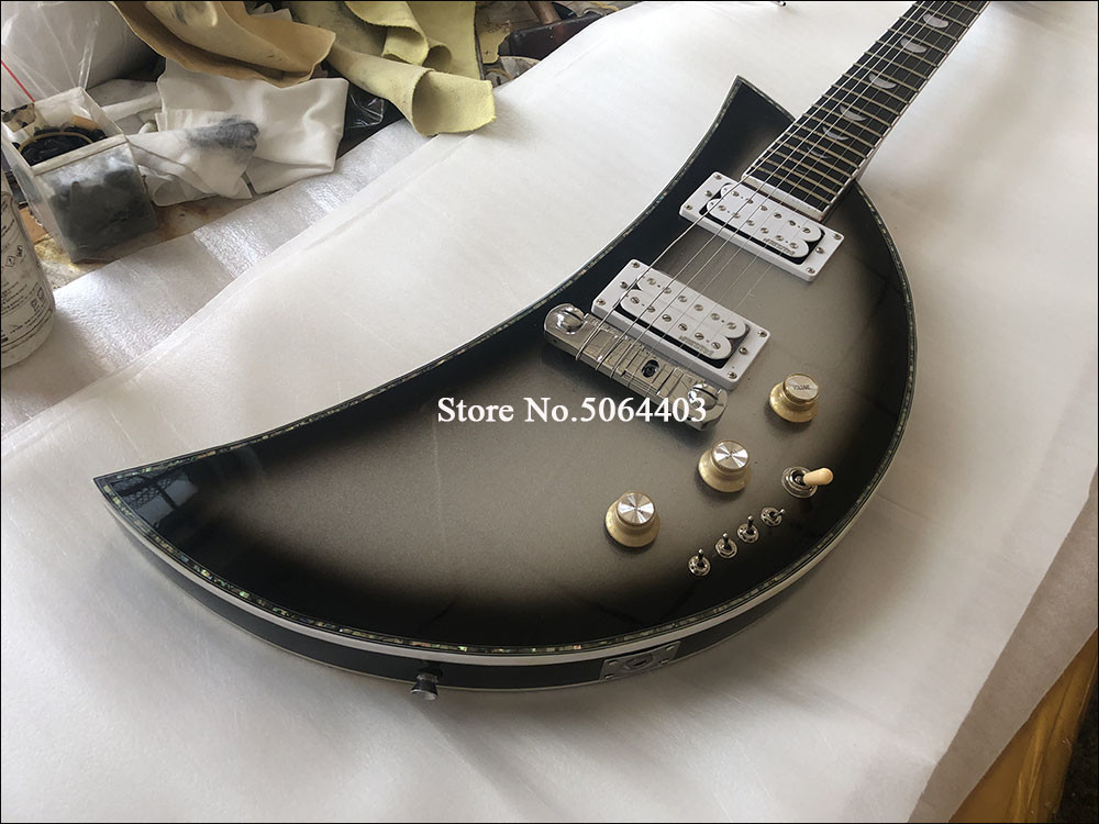 Outlet 6 string electric guitar moon guitar in silver paint rosewood fingerboard kinds color is available free shipping