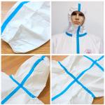 PPE Non Woven Hazmat Suit White Chemical Uniform Disposable Jumpsuit Medical