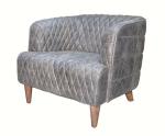 Vintage Style One Seat Tufted Leather Sofa Diamond Shape