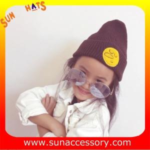 Quality AK170191 Sun Accessory fashion cheap winter knitted baby beanie hats for kids,MOQ only 3 pcs wholesale