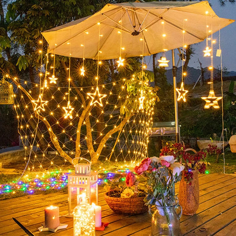 Christmas 3.5M Fairy Star Led Curtain String Lights 100-240V Xmas Garland String Lights For Home Wedding Party Holiday Dec