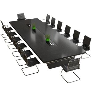 Quality Large Rounded Corner Black Conference Table for Creative Training in Hotel and Hospital wholesale