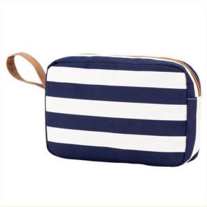 Quality Printed Blue White Striped Canvas Women Storage Makeup Bags Cases wholesale
