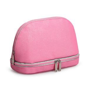 Quality Double Layers Waterproof Travel Women PU Makeup Bag wholesale