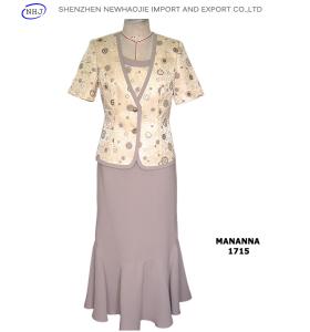 Quality Short sleeve print woman jacket skirt suit wholesale