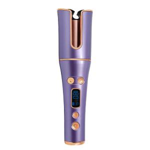 Quality ROHS Portable USB Hair Curler Cordless Ceramic Automatic Rotating Curling Iron Purple wholesale