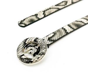 Quality 1CM Wide Snake Print Belt Womens With Round Covered Buckle wholesale