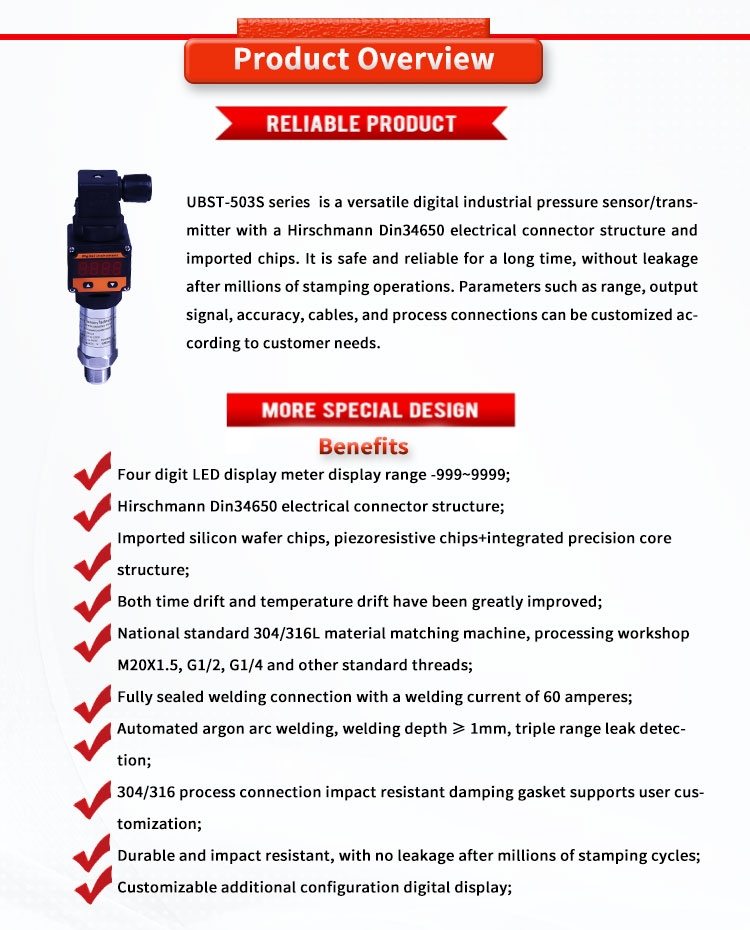 UBST-503S UNIVO 24or5VDC Power Versatile Digital Display Tank Water Oil Pressure sensor/Transmitters