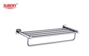 Quality Chrome Bathroom Accessories Brass Bathroom double towel bar with shelf wholesale