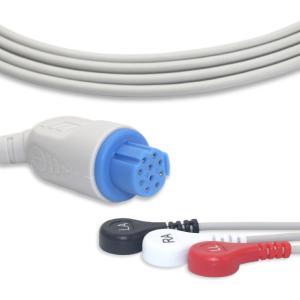 Quality 3 Lead AHA Fixed Snap Disposable ECG Lead Wires Compatible Artema wholesale