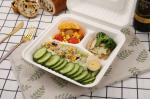 3 Compartment Sugarcane Bagasse Lunch Box Clamshell Containers For Camping