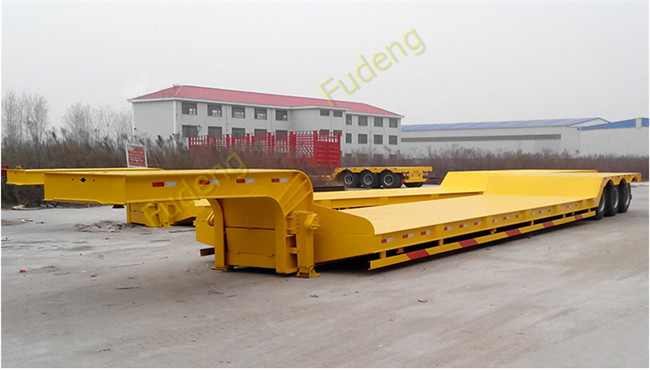 60T 4 Axles 12R22.5 Tire Steel Low Bed Semi Trailer
