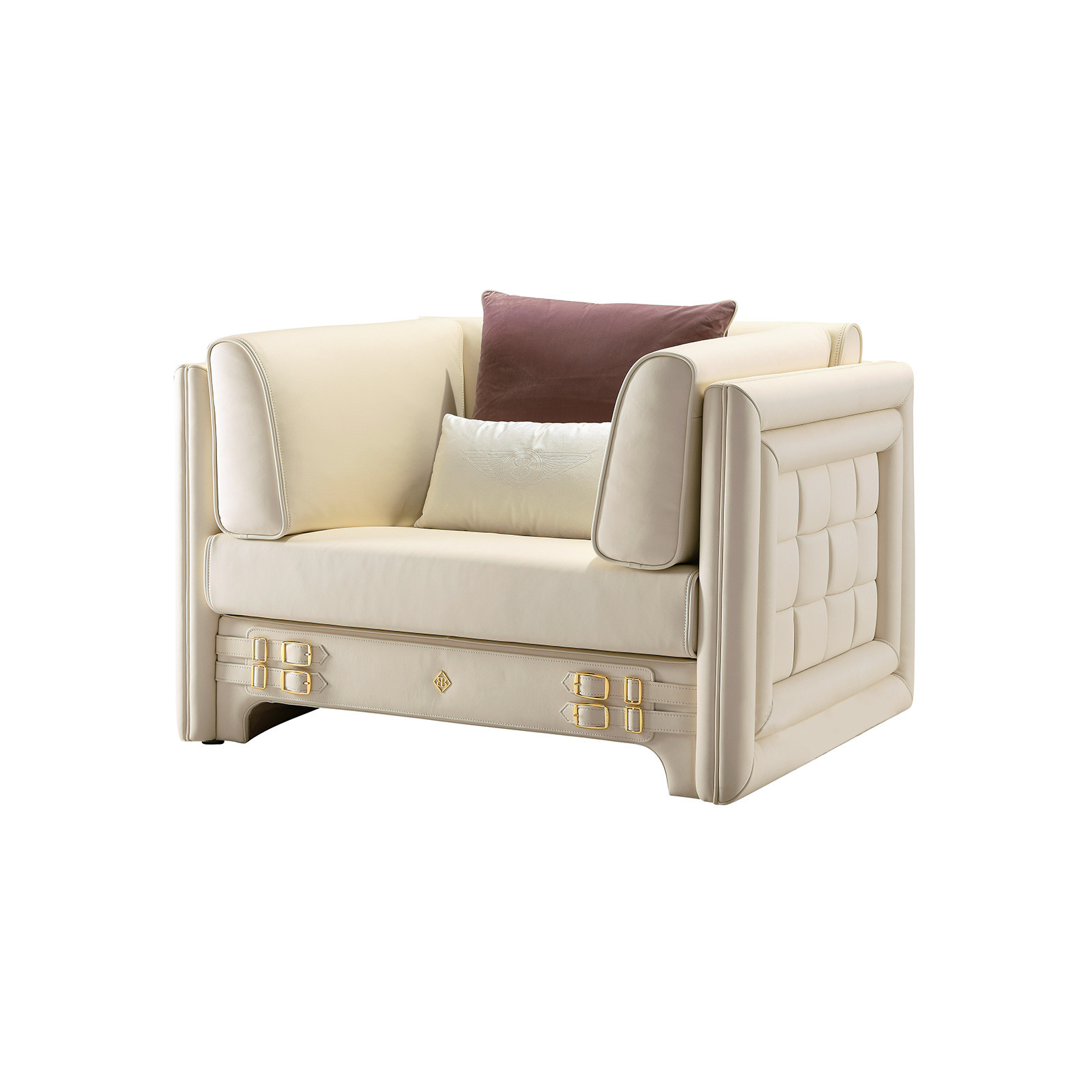 Light luxury design furniture of fashion sofas by Leather upholstered with glossy painting wood frame
