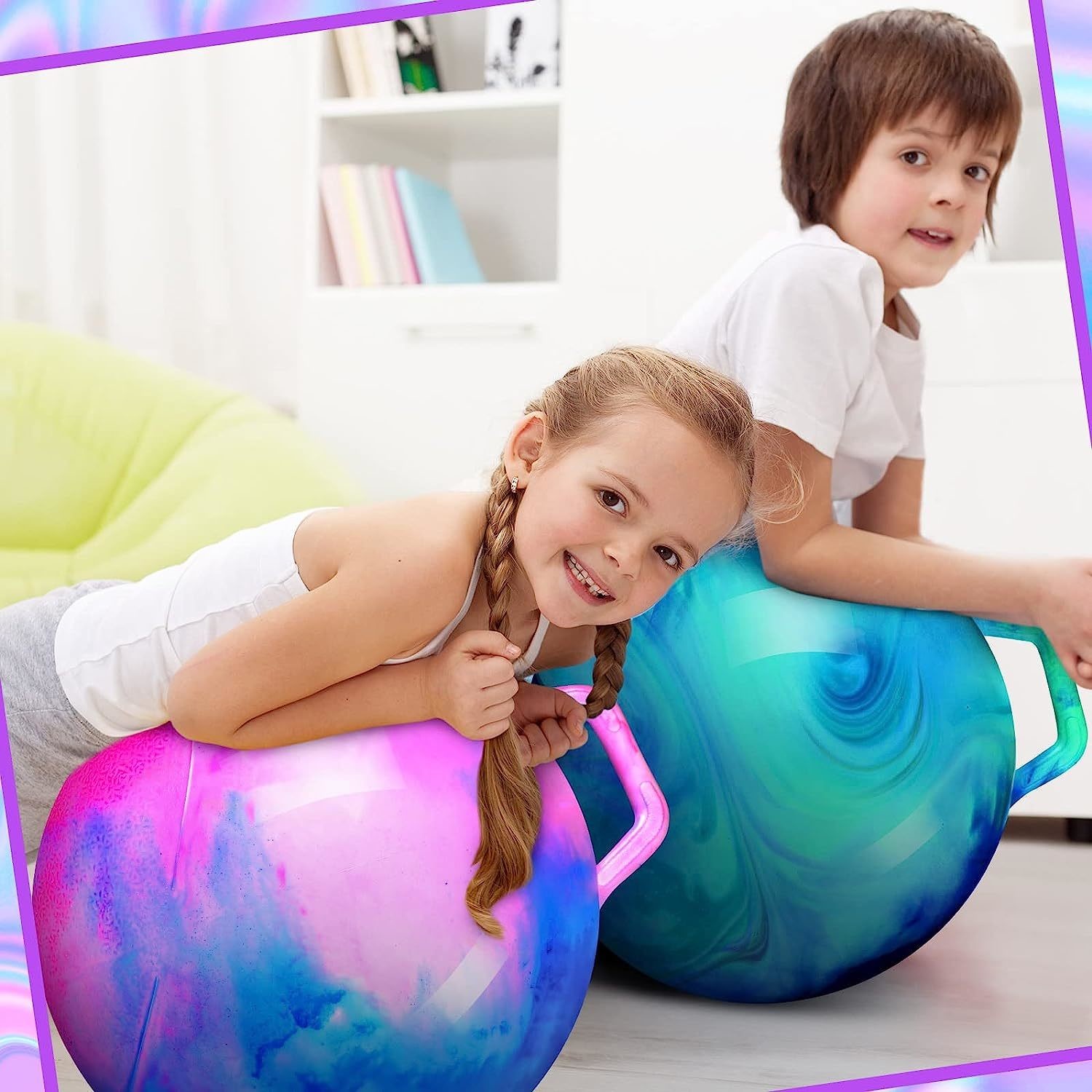 Space Hopper Ball With Air Pump: 22in/55cm Diameter For Ages 10-12 Hop Ball Kangaroo Bouncer Hoppity Hop Jumping Ball