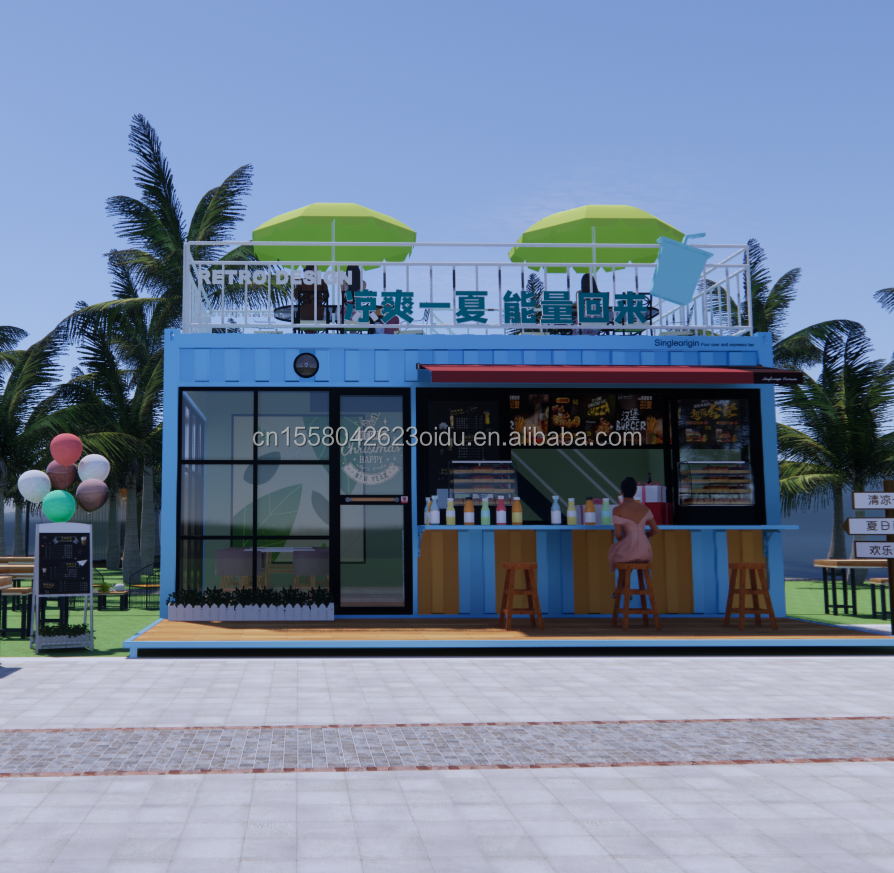 Hotel Modern Design 20ft or 40ft Prefabricated Container Coffee Shop and Bar for Hotel