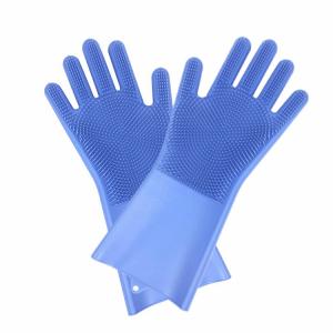 Quality Food Grade Heat Resistant Soft Silicone Dish washing Gloves Silicone Gloves with Cleaning Brush wholesale