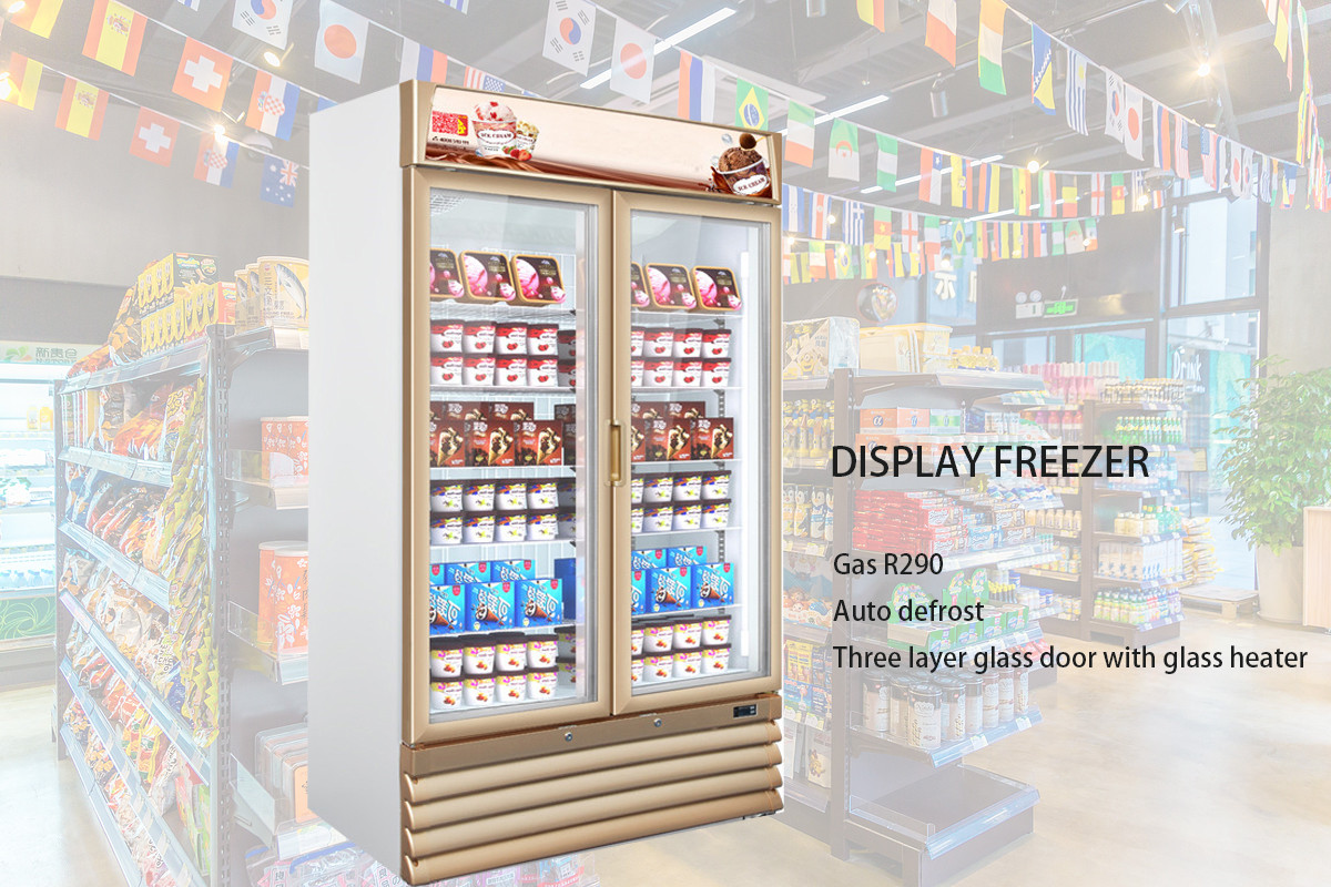 Vertical Upright Display Showcase Freezer For Ice-Cream & Frozen Products