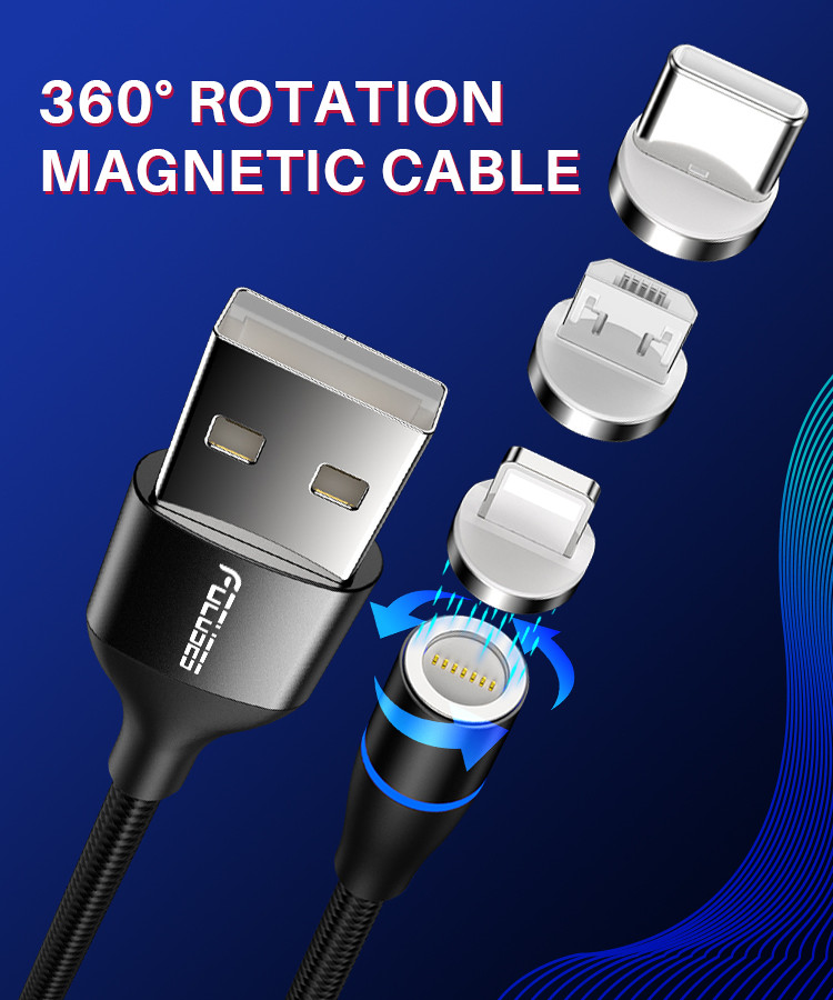3 In 1 OD 3.5mm Magnetic Micro USB Cable For Data Transmission