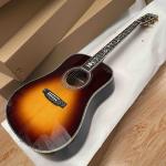 Custom New All Solid Wood Sunburst 41" D Type Acoustic Guitar Abalone Ebony