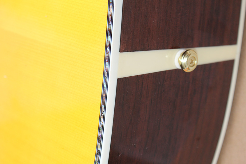 Factory custom yellow 41" full solid OM 42 acoustic guitar with ebony fretboard,Abalone binding and inlay,Wilkinson tune