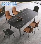 Household Small Nordic Marble Dining Table Rectangular Metal Frame