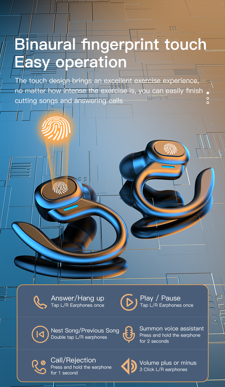 Transmission Distance 10-15M OWS Wireless Stereo Earphones for Outdoor Activities