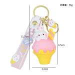 Ice Cream Cute Rabbit Keychain Charms Silicone Stationery Style Purse Handbag