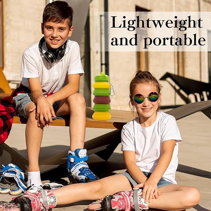 Doughnut Collapsible Water Bottle For Kids 19oz BPA Free Leakproof Silicone Rainbow Water Bottles For School Students
